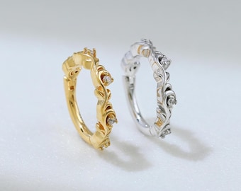 Zierliche Diamant CZ Vine Helix Rook Nahtlose Clicker, Vergoldete Knorpelring in Sterling Silber Von TinyRadiant