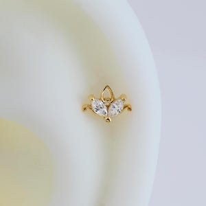 Clear CZ Vine Floral Helix Push-in & Threaded Flat Back in Sterling Silver By TinyRadiant