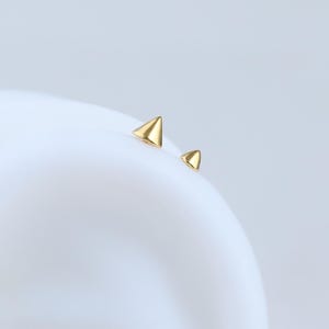 Geometric Cone Flat Back Internally Threaded Vertical Stud Piercing Earrings in Sterling Silver By TinyRadiant
