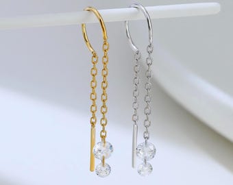 Baumeln Diamant CZ Einfädler Helix Knorpel Piercing Ohrring Schmuck in Sterling Silber von TinyRadiant