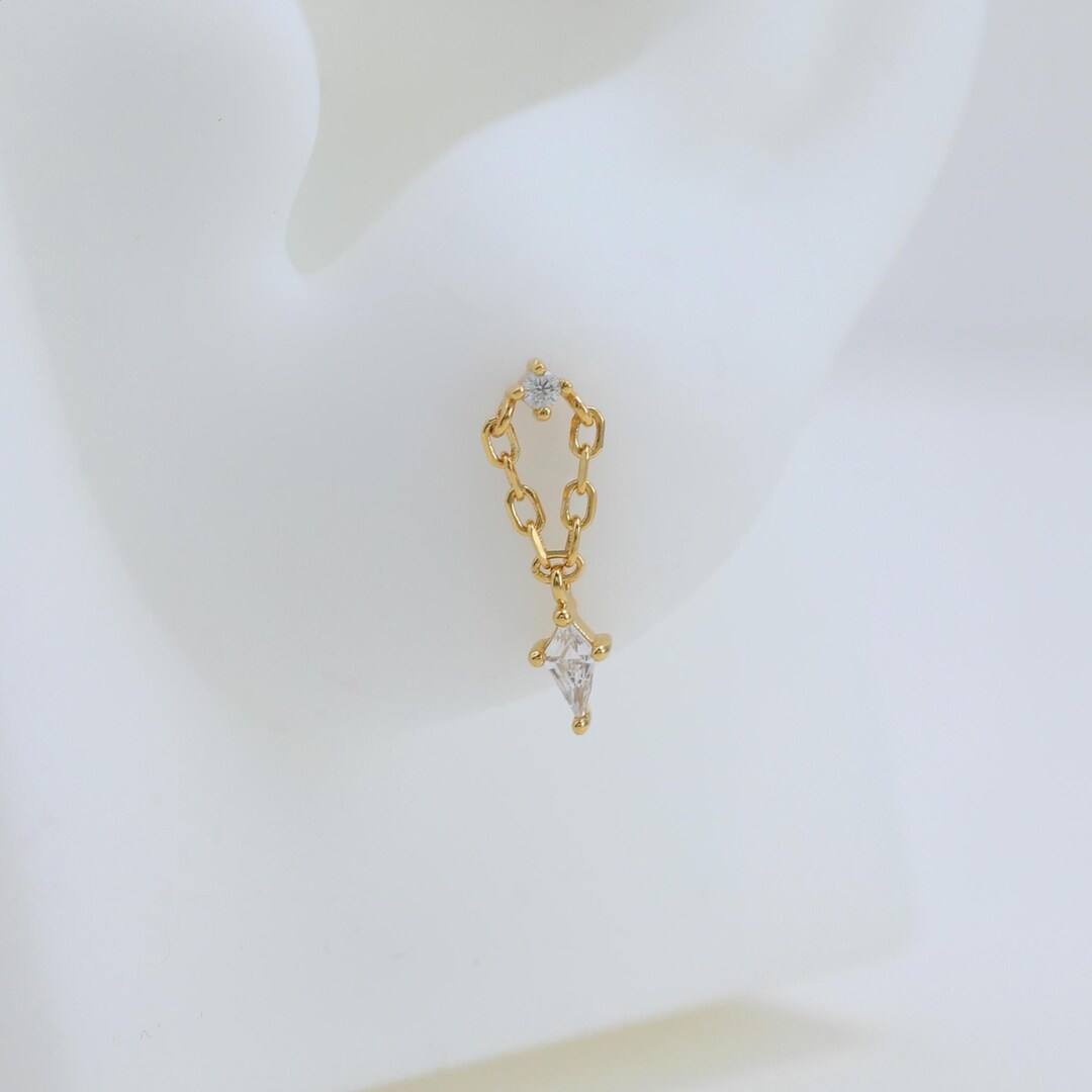 Dangle Kite Helix Threadless Pin Drop Chain Flat Back in Sterling ...