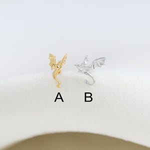 Mismatched Flying Dragon Helix Cartilage Push Back Internally Threaded Stud Piercing in Sterling Silver