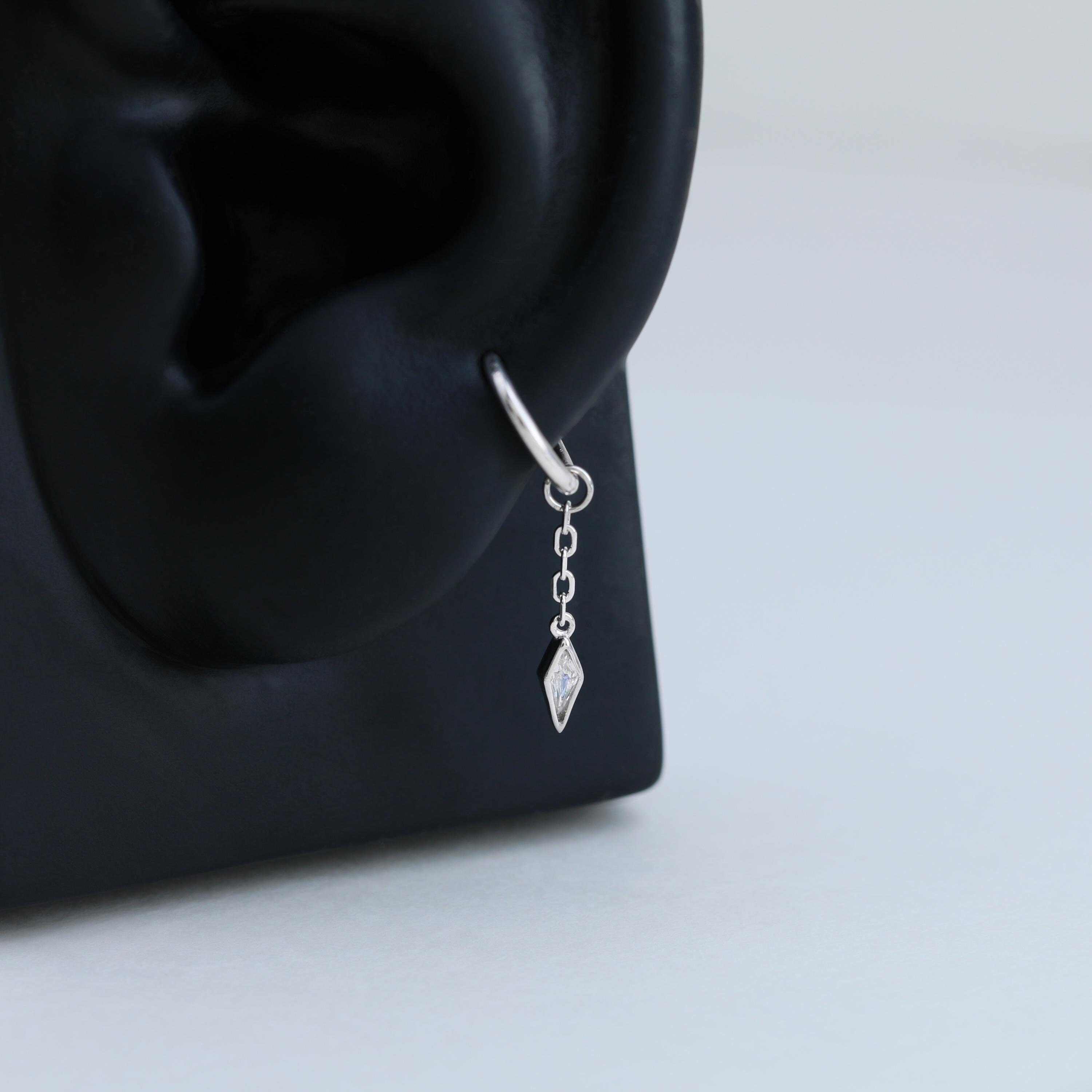 Kite CZ Clicker Charm Dangle Chain Helix Rook Charm in Sterling Silver ...
