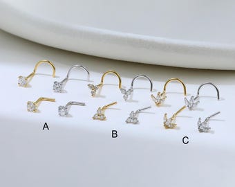 Zierliche Kubik Zirkon glänzende Nase Stud kleine Nase Schmuck in Sterling Silber von TinyRadiant
