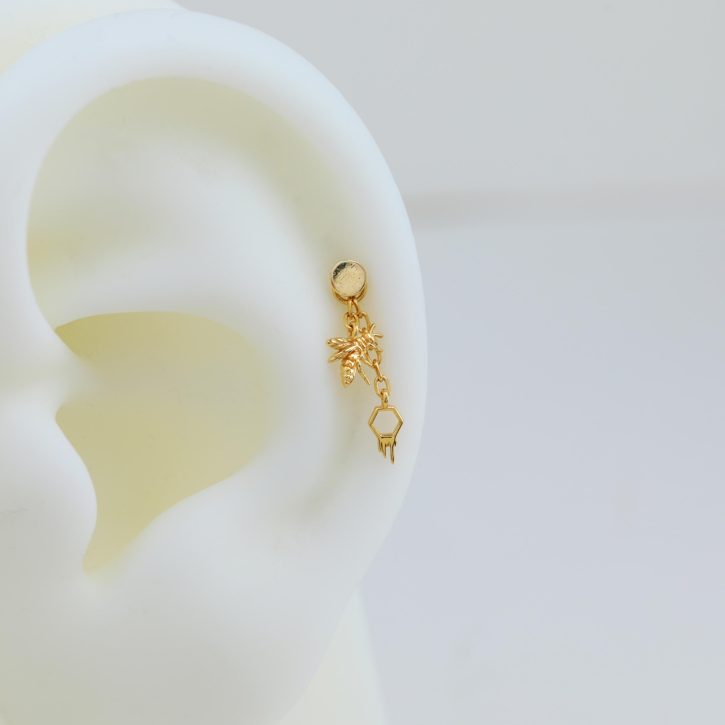 Honeybee Helix Stud Daisy Flower Daith Rook Septum Clicker Honeycomb ...
