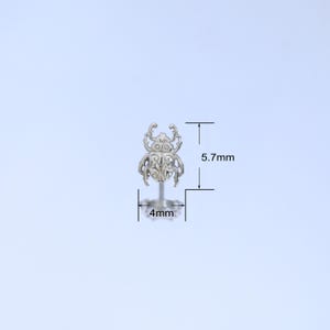 Sterling Silver Stag Beetles Helix Cartilage Push Back Internally Threaded Flat Back Piercing By TinyRadiant image 5