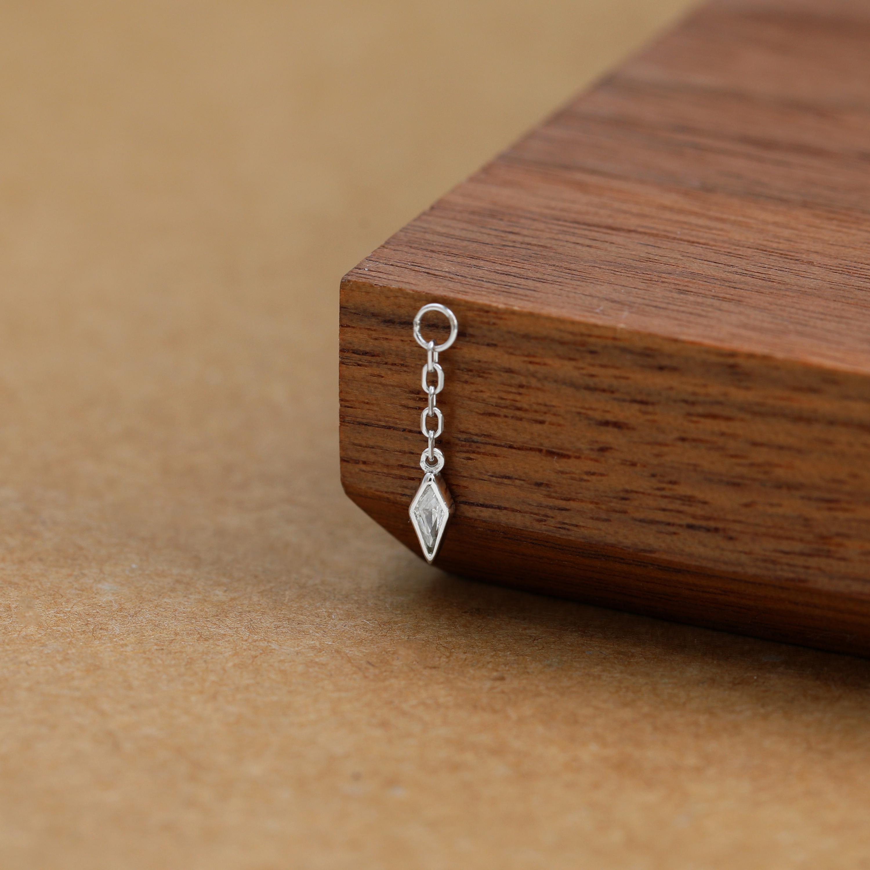 Kite CZ Clicker Charm Dangle Chain Helix Rook Charm in Sterling Silver ...