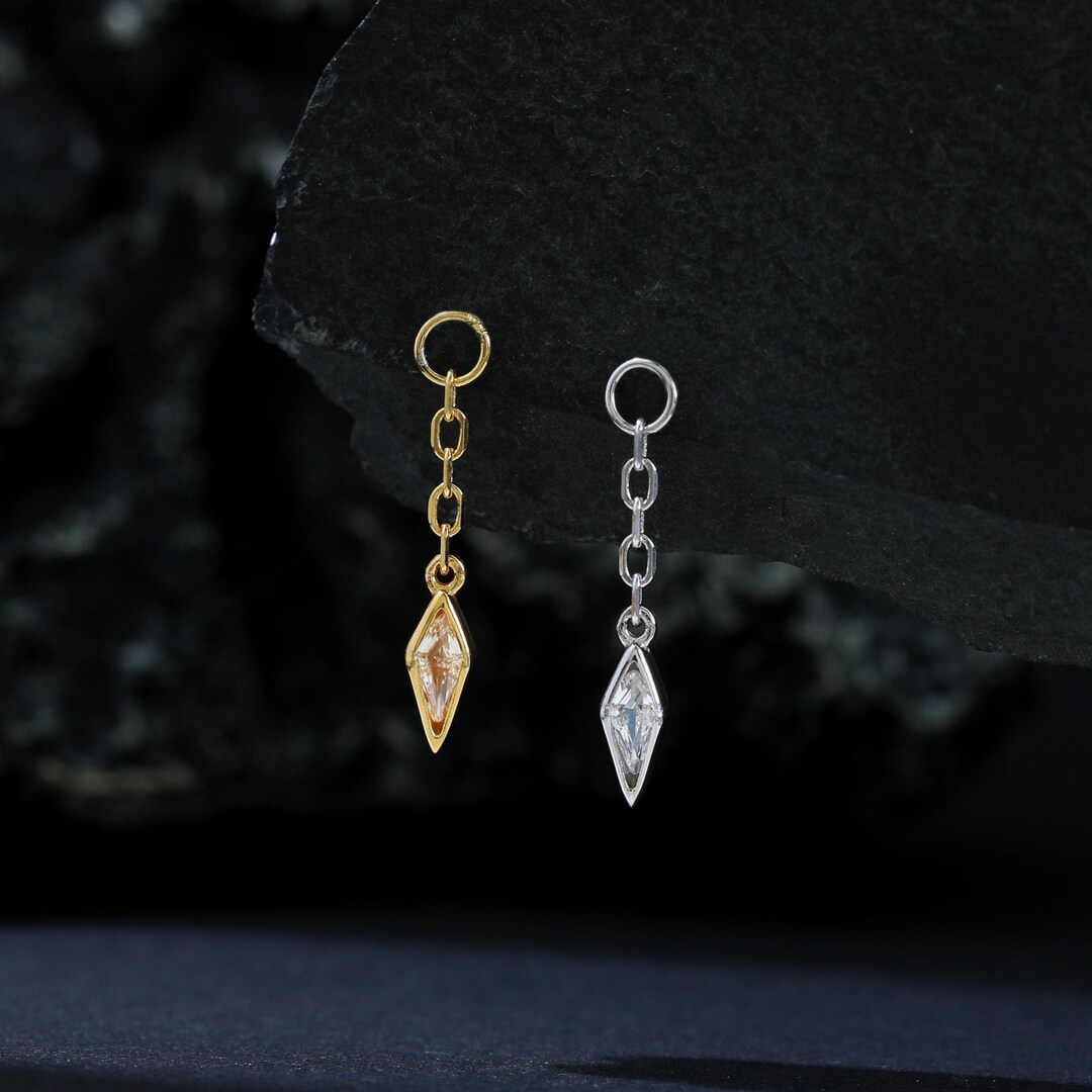 Kite CZ Clicker Charm Dangle Chain Helix Rook Charm in Sterling Silver ...