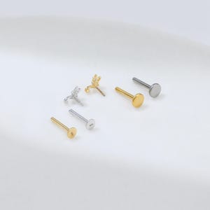 Niet-overeenkomend Flying Dragon-helix-kraakbeen, teruggeduwd, intern geschroefde piercing in sterlingzilver afbeelding 2