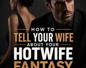 Pode incluir: Imagem promocional com o texto: "HOW TO TELL YOUR WIFE ABOUT YOUR HOTWIFE FANTASY WITHOUT SCARING HER AWAY." O texto "FIRST TALK SCRIPT PACK FOR MEN" também é visível. A imagem apresenta um homem e uma mulher.