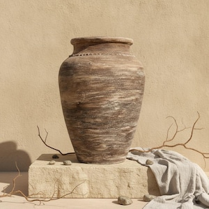 XL Handmade Terracotta Pot, Rustic Outdoor Garden Vase, Large Clay Planter, Mediterranean Home Decor - 75cm