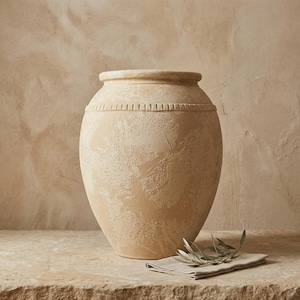 NEUE KOLLEKTION – Große Terrakottavase (65 cm), handgefertigter rustikaler Tontopf, Gartendekoration, Landhausstil, einzigartige Wohnaccessoires