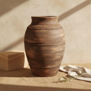 XL Handmade Terracotta Pot, Rustic Outdoor Garden Vase, Large Clay Planter, Mediterranean Home Decor - 75cm