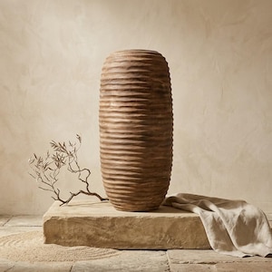 NUEVA COLECCIÓN - Maceta XL de terracota hecha a mano, jarrón rústico para jardín, maceta grande de arcilla, decoración mediterránea para el hogar - 85 cm