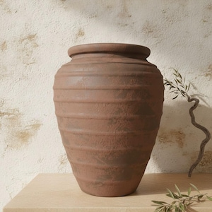 Vaso in terracotta da 46 cm, vaso rustico in argilla fatto a mano, decorazione per giardino esterno, vaso in stile rustico, decorazione per la casa unica