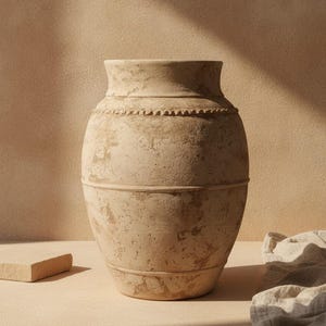 Handgemaakte terracotta vaas, rustieke kleipot als woondecoratie, aardse boho-stijl, ambachtelijk aardewerk cadeau - 56 cm