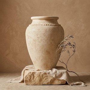 NUEVA COLECCIÓN - Maceta de terracota XL hecha a mano, jarrón rústico para jardín, maceta grande de arcilla, decoración mediterránea para el hogar - 75 cm