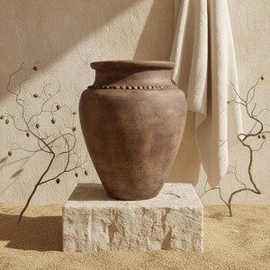 Large Terracotta Vase 55cm, Handmade Rustic Clay pot, Outdoor Garden Decor, Farmhouse Vessel, Unique home decor