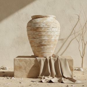 Artisan Clay Vase, Handmade Terracotta Home Decor, Rustic Boho Pottery, Natural Earth Tone Decor - 55cm
