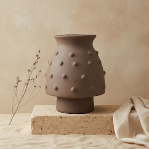 Terrakotta-Vase, 36 cm, handgefertigter rustikaler Tontopf, Gartendekoration, Landhausstil, einzigartige Wohnaccessoires