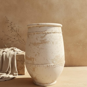Large Terracotta Vase 50cm, Handmade Rustic Clay pot, Outdoor Garden Decor, Farmhouse Vessel, Unique home decor
