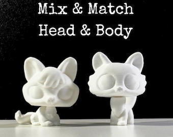 Custom Littlest Pet Shop Mix & Match Figures – Bobble Head, 3D Printed PLA