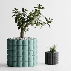 Uppblåst mjuk tygkruka | Modern Japandi-dekor | 3D-printad suckulentkruka