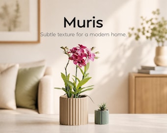 Muris Fluted Plant Pot, Modern Ribbed Planter for Orchid and Succulent, Minimalist Indoor Gardening Decor