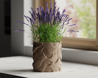 Textured Planter Pot | Modern Plant Pot | 3D Printed Home Decor Gift