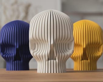 Ribbed Skull Tealight Holder, Gothic Halloween Decor with LED Candle Included
