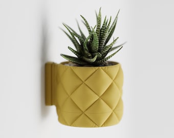 Quilted Wall Planter | Wall Mount + Drip Tray | Modern Boho Plant Decor | Inflated Fabric Pot