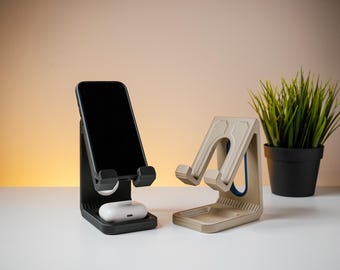 Modern Phone Stand with Storage –  Minimalist Smartphone Holder, Charging Dock, Office & Home Gift