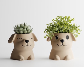 Puppy Planter – Succulent Pot, Gift for Dog Lovers, Desk Decor, Indoor Planter