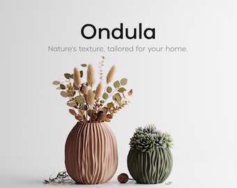 Ondula Ripple Vase | Organic Textured 3D Printed Vessel | Dried Flower Vase | Minimalist Home Decor