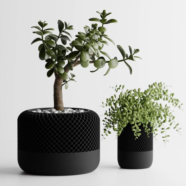 Vaso de plantas moderno estilo HomePod | Vaso de interior impresso em 3D | Vaso redondo minimalista