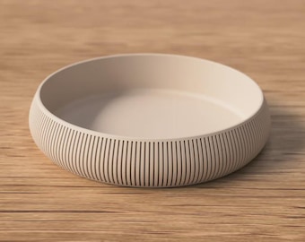 Japandi Catch All Bowl, Minimalist Ribbed Decorative Tray, Scandinavian Entryway Organizer Dish