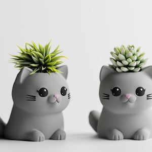 Jardinière pour chat - Pot de succulente de bureau imprimé en 3D, cadeau pour amoureux des chats