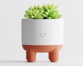 Melo Smiley Face Plant Pot with Legs | Two-Part Mix & Match Design