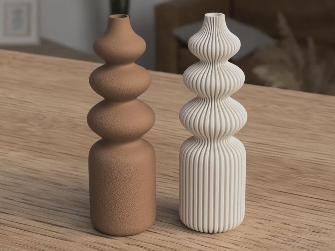 Nordic Vase – Ribbed or Fuzzy Texture – Japandi Minimalist Decor ...