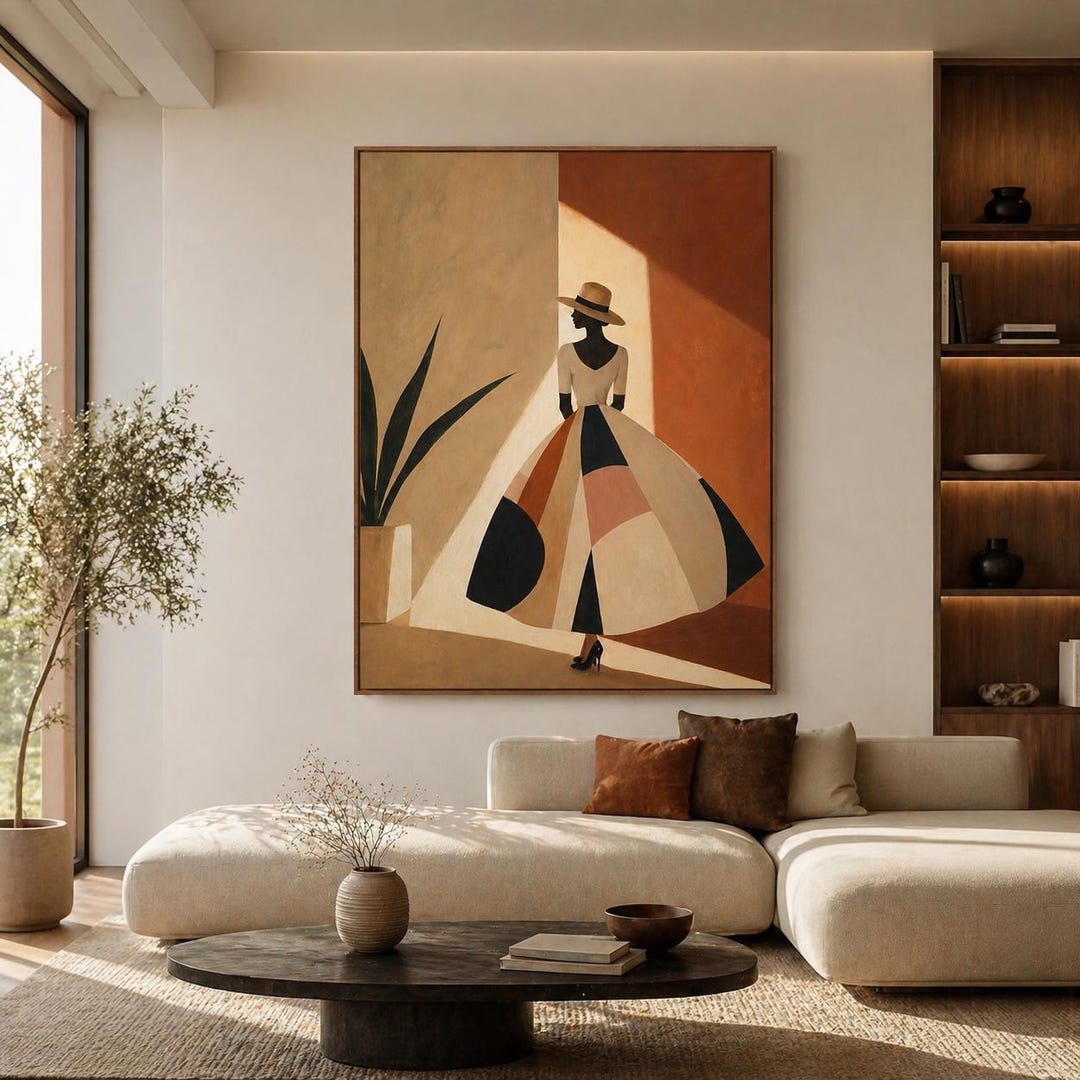Modern Abstract Woman Wall Art Print, Minimalist Fashion Canvas ...