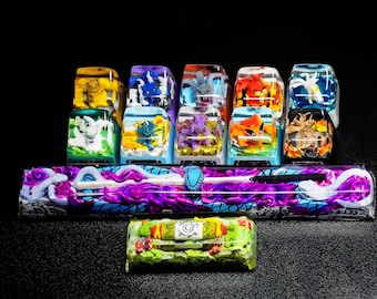 Tecla artesanal de resina hecha a mano – Miniatura de ninja chibi, accesorio para teclado mecánico