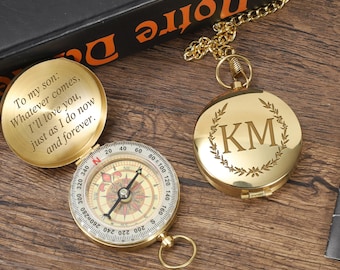 Personalized Luminous Compass, Anniversary Gift, Birthday Gift for Him