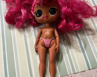 Fashion Doll Nude Pink Hair Replacement or Custom Doll