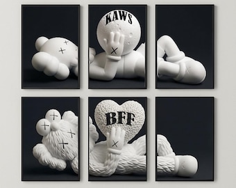 Lot de 3 décorations de chambre HypeBeast, affiche Hypebast kaws, ensemble d'art mural cool, art mural 3D, art mural HypeBeast, art mural tendance, téléchargement numérique