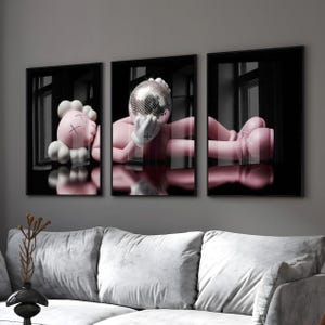 Set of 3 KAWS Wall Art Prints, Digital Download, HYPEBEAST Decor, Kaws Poster, Kaws Decor, Kaws Figure, Hypebeast Toys,Home decore image 2
