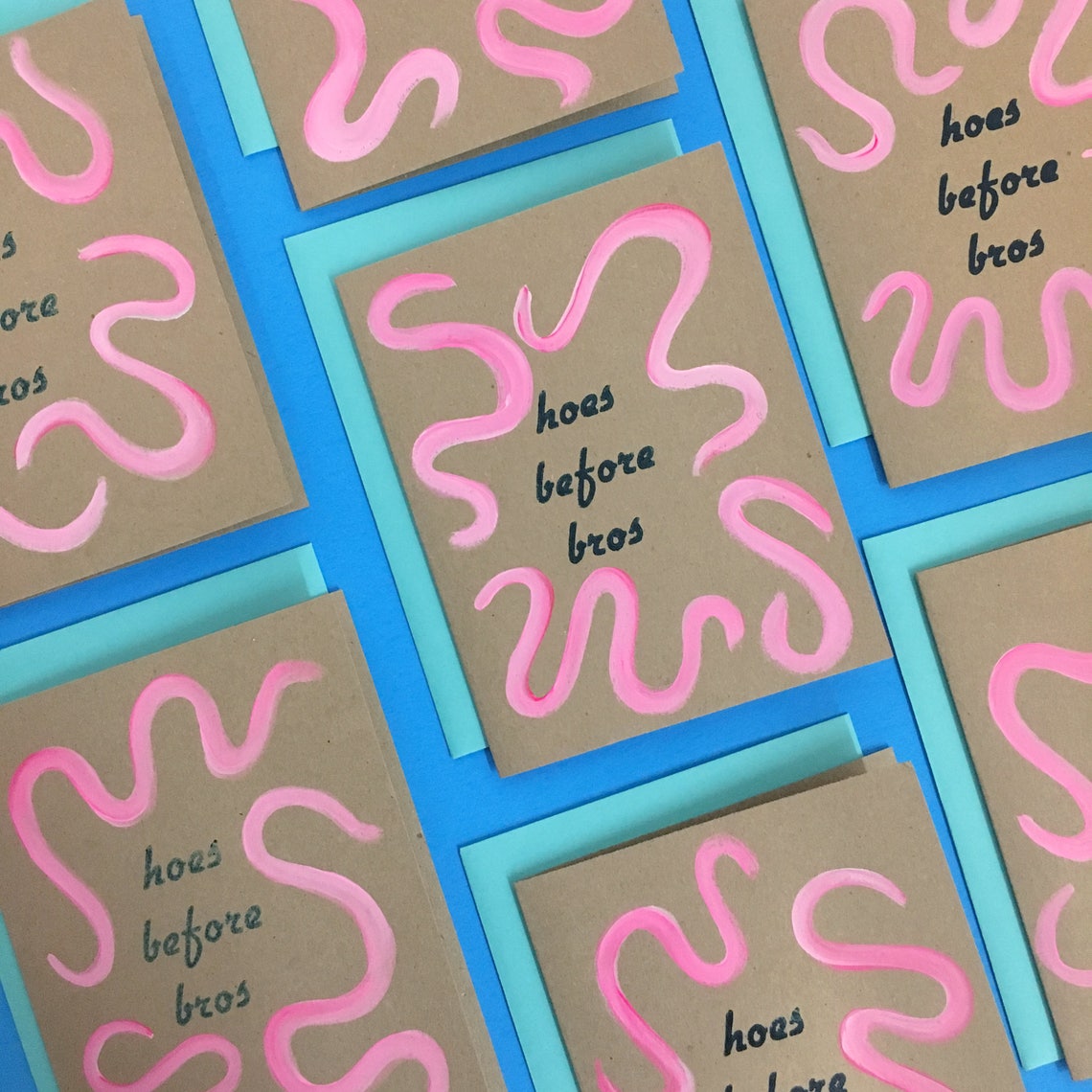Hoes Before Bros Letterpress and Hand Painted Blank Card Etsy