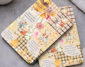 Winnie Pooh Bear schattige Kindle Paperwhite-hoes voor 12/11/10e generatie, Kindle Scribe, Kindle Colorsoft met riem, doorzichtige achterkant voor reader