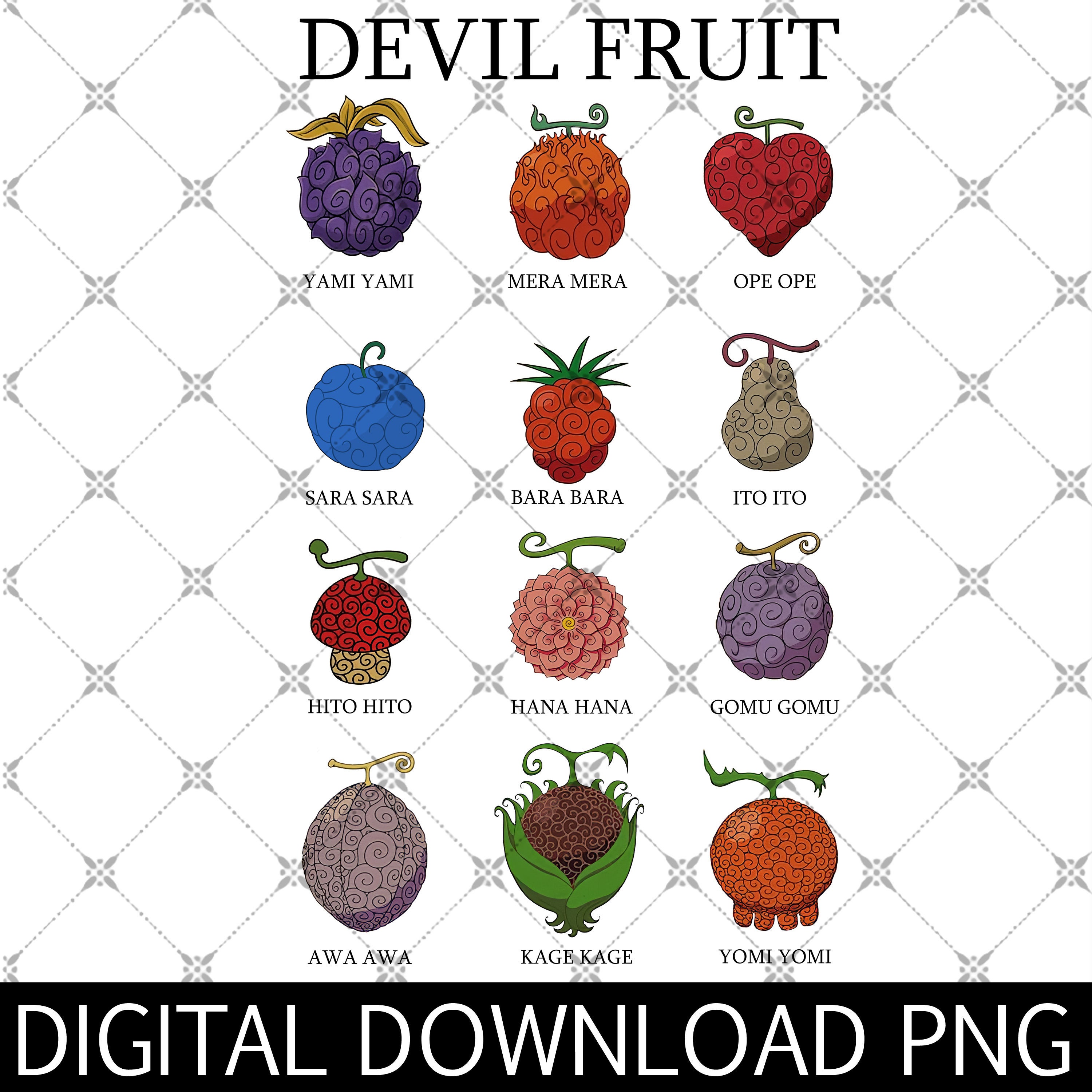 The Yomi Yomi no Mi and the Kage Kage no mi in their fruit forms