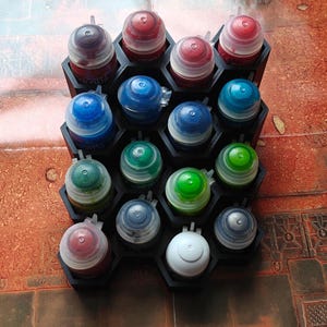 Modulair verfrek Citadel en Vallejo | Zeskantige verfhouder met 16 sleuven