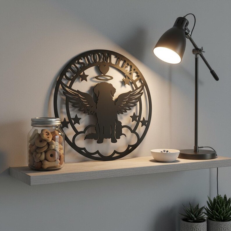 Dog Angel Memorial Custom Metal Wall Art, Pet Loss Wings Halo Laser Cut ...